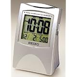Tall Silver Tone Metallic Bedside Alarm Clock