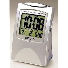 Seiko QHL005SLH Silvertone Digital Bedside Alarm Clock by Seiko