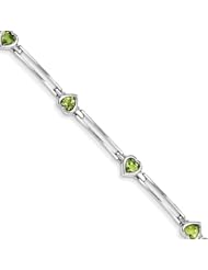 Heart-Shaped Peridot Bracelet, 14K White Gold