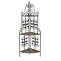 Rattan and Metal Bakers Rack - Antique Gold