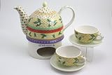 Teeservice 6-teilig - Teekanne,Teetasen und St�vchen - Teaflower - Original Jameson & Tailor 4064