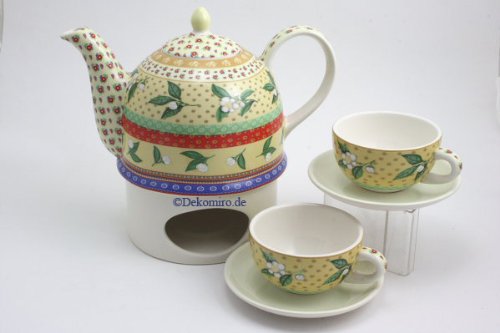 Teeservice 6-teilig - Teekanne,Teetasen und Stövchen - Teaflower - Original Jameson & Tailor 4064