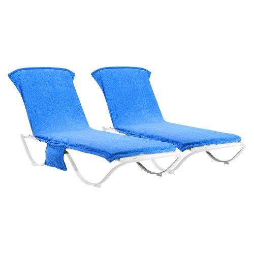 Outdoor Patio Blue Chaise Lounge Towel Cover – Set of 2