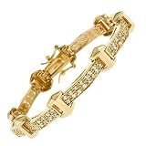 Mens Cz Diamond Gold Wedding Bracelet 8''