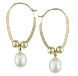 4.5-5mm Cultured Freshwater Teardrop Pearls, 10K Yellow Gold Sleeper Earrings