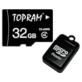 TOPRAM 32GB Class 4 MicroSDHC Card 32G C4 MicroSD SHDC with SD Adapter and  ....