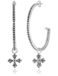 King Baby Large Hoop with MB Cross Pave Black Drop Earrings