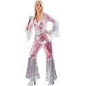 XL Ladies Waterloo- Pink/Silver Costume for Abba 70s 80s Fancy Dress
