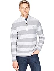 Blue Harbour Cotton Rich Piqué Block Striped Sweat Top