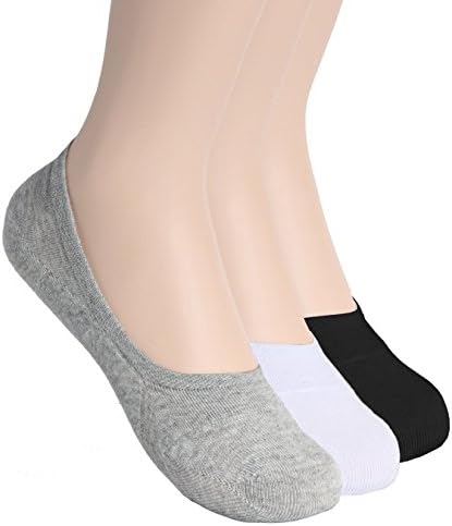 American Trend Women's No-Show Low-Cut Sock Liners Silicon Heel Grip (FBA)(3 Pairs-White &amp; Black &amp; Grey, Shose Size 8-11)