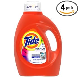 Tide with Bleach Alternative, HE Original Scent with Actilift, 100-Ounce Bottles (Pack of 4)