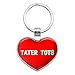 Metal Keychain Key Chain Ring I Love Heart Food T-Z - Tater Tots
