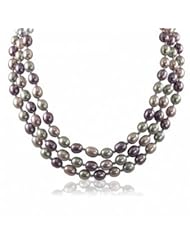 14K white gold dyed multi color lavendar freshwater cultured pearl necklace, 16/17/18"