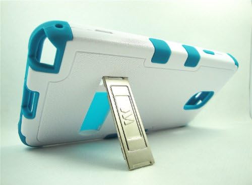 Thousand Eight(TM) Samsung Galaxy Note 3 N9000 Heavy Duty Defender Tuff Hybrid Hard Case With stand Case + [FREE LCD Screen Protector Shield(Ultra Clear)+Touch Screen Stylus] (TUFF Natural Ivory White/Tropical Teal)