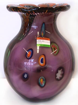 Murano Art Glass Vase "Net & Flowers" A21