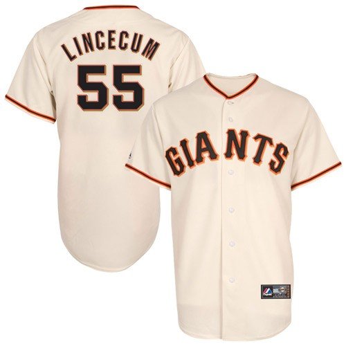 MLB Men's San Francisco Giants Tim Lincecum Ivory Home Short Sleeve 6 Button Synthetic Replica Baseball Jersey Big & Tall Spring 2012  (Ivory, XXXX-Large)