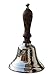 PARIJAT HANDICRAFT Hand Held Service Call Bell Hammered Nickel Finish with Wooden Handle, 11