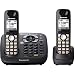Image of Panasonic KX-TG6582T DECT 6.0 PLUS Link-to-Cell via Bluetooth Cordless Phone with Answering System, Metallic Black, 2 Handsets