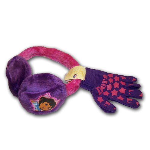 Nick Jr. Dora the Explorer Girl's Fur Earmuff and Gloves Set (3-6)