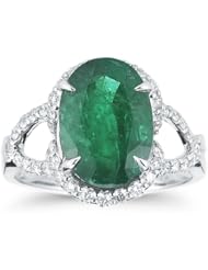 Designer Emerald Oval And Brillian Diamond Ring..