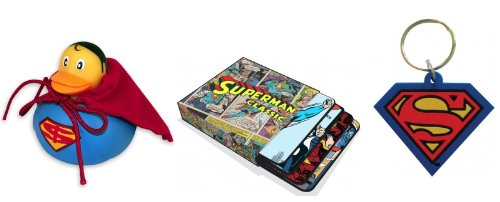  DC Comics - Superman - Rubber Duckie, Coasters & Keychain / Key Ring Set