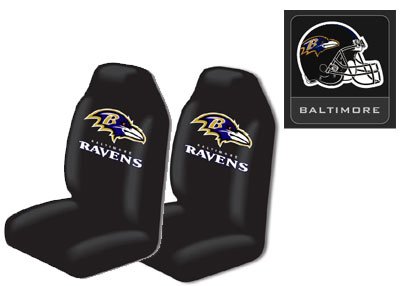 3-Piece Baltimore Ravens Automotive Interior Gift Set - A Set of 2 NFL Licensed Universal-Fit Front Bucket Seat Covers and One Official NFL Licensed Team Helmet Logo Air Freshener Pine Forest Scent On Sale