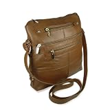 Genuine Pebbled Leather Handbag Purse w/ Zip Pockets (Brown) 41MIIJmsivL. SL160 Genuine Pebbled Leather Handbag Purse w/ Zip Pockets (Brown)