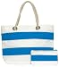 Cotton Canvas Aqua Striped Zip Purse and Tote Bag with Cotton Rope Handle 21 1/2"x14 1/2"