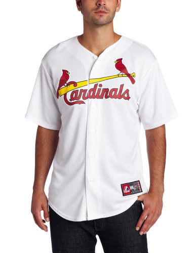 MLB Men's St.Louis Cardinals Yadier Molina White Home Short Sleeve 6 Button Synthetic Replica Baseball Jersey Big & Tall Spring 2012  (White, XXXX-Large)