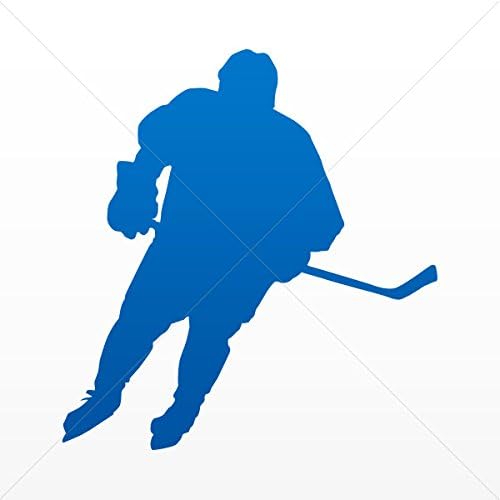 Decal Stickers Ice Hockey Player Figure Tablet Vehicle Weatherproof Ga Blue Dark (14 X 13.1 In)