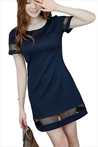 (フムフム) fumu fumu ワンピース レディース 二次会ドレス パーティー 半袖 ( シースルー ネイビー イエロー ) 2016 夏 エレガント 結婚式