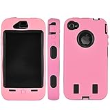 Pink Rugged Hard Dual Layer Case for Apple iPhone 4