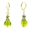 Earrings - E286 - Murano Style Glass - Curved Lentil ~ Olive