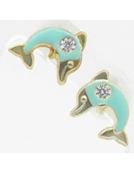 Kids 14K solid gold earrings fancy stud hoop huggie ball fashion dangle swa...