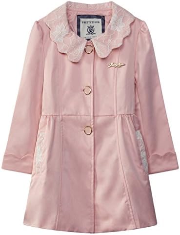 Pretty Tiger Little Big Girls' Classic Slim Fit Trenchcoat Outerwear 6-8 Pink