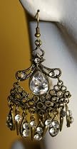 Saka's Big Chandelier Bronze Tone Metal Earrings - Clear