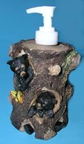 Black Bear SOAP Lotion PUMP Dispenser CABIN Lodge home decor bathroom Bath Accessory Kitchen Counter top Wilderness Outdoors Tree
