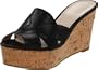 Nine West Women's Enin Wedge Sandal,Black Leather,9 M US