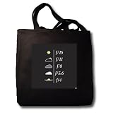 Kike Calvo Photography Collection - Daylight Exposure Guide and Light Metering Aperture Table - Yellow sun on black background - Tote Bags