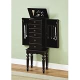 Petitle Jewelry Armoire with Spindle Turned Legs in Ebony Black Finish