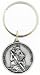 St. Christopher Protect Us Round Keychain, Pewter