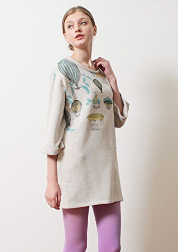 ( グラニフ ) graniph レインボーバック7分袖スウェットワンピース / バルーンツアーズ ( カラフルヘザーナチュラル )