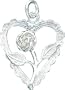 Sterling Silver Rose in Heart Charm