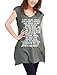 Allegra K Women Letters V Neck Sleeveless Oversize Tunic Top XL Dark Grey