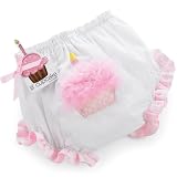Mud Pie Baby Birthday Pink and White Decorated Cotton Bloomers
