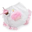 Mud Pie Baby Birthday Pink and White Decorated Cotton Bloomers, Cupcake, 12 Months