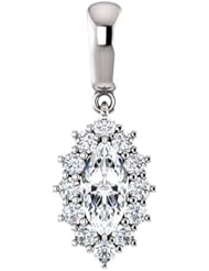 10K White Gold Marquise Cut Diamond Pendant -- LIFETIME WARRANTY
