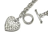 Silver Crystal Heart Pendant Necklace Fashion Jewelry