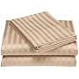 Wrinkle Resistant 300-Thread Count Woven Stripe Cotton Full Sheet Set, Fawn