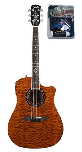 41MIq3brYFL Fender T Bucket 300CE Quilted Maple Top Cutaway Acoustic Electric Guitar Bundle with Fender Acoustic Guitar Maintenance Pack   Amber